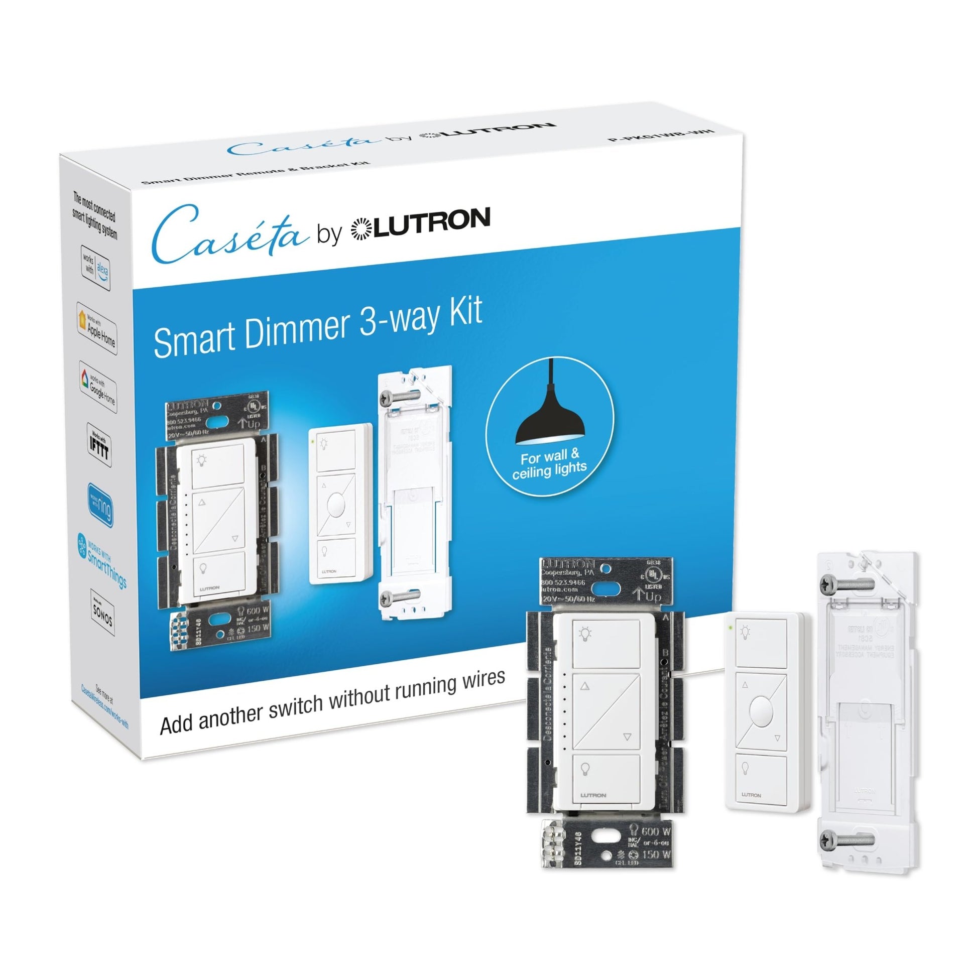 LUTRON-DVRF-PKG1D-WHLutron DVRF - PKG1D - WH Diva Smart Dimmer Switch 3 - Way Kit with Pico Paddle Remote