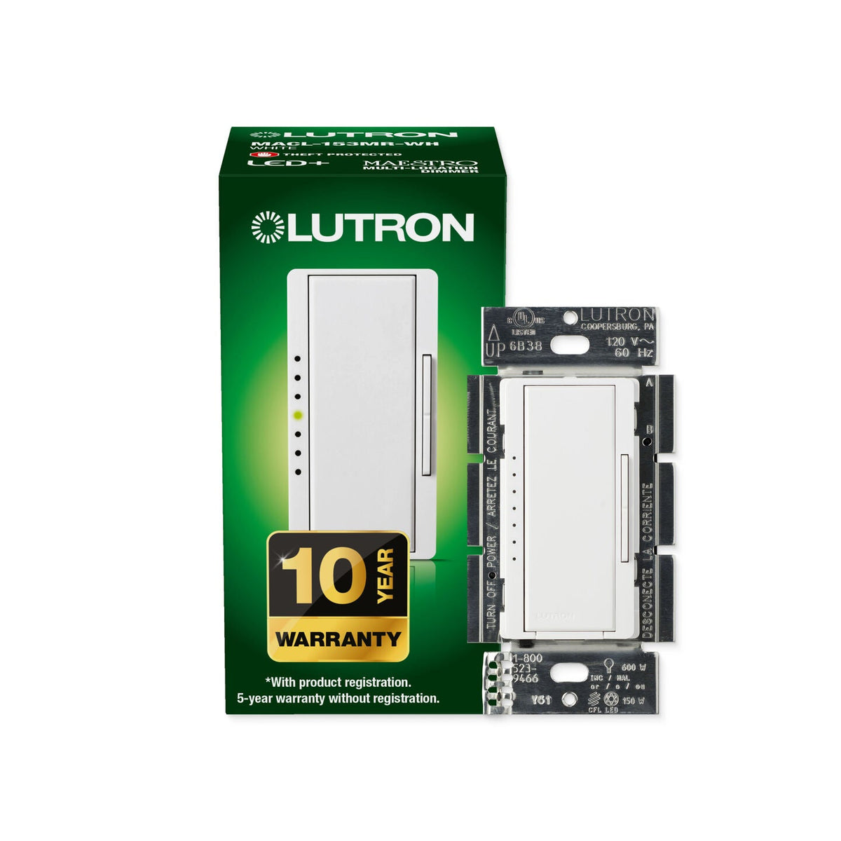 LUTRON-MACL-153M-WHLutron MACL-153M-WH Maestro LED+ Dimmer Switch, White