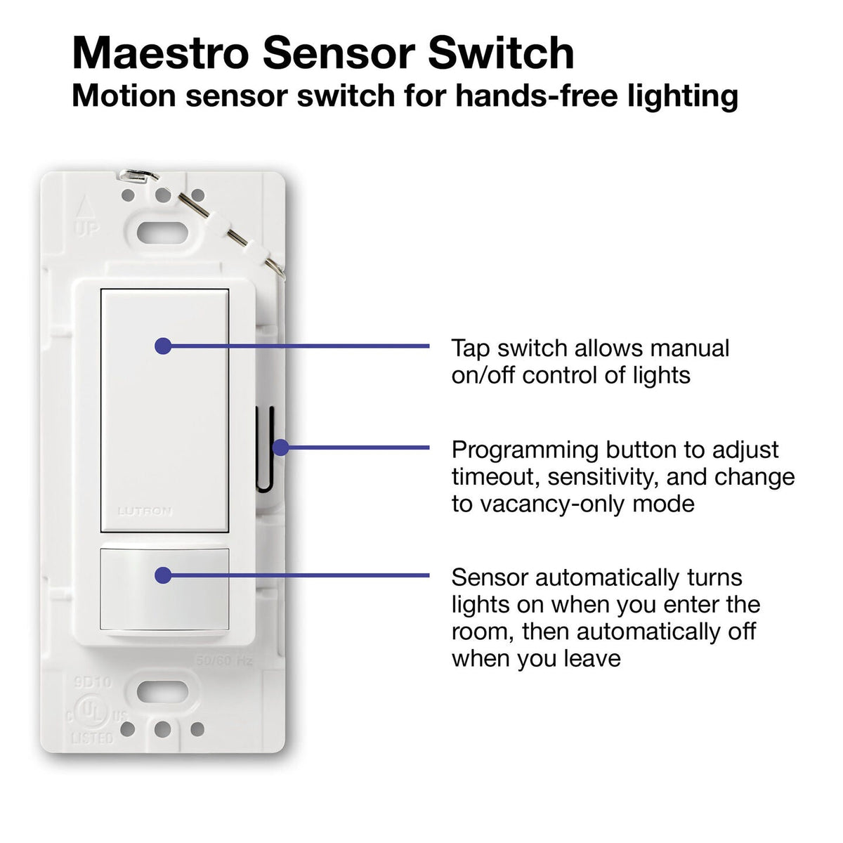 LUTRON-MS-OPS5M-WHLutron Maestro MS-OPS5M Motion Sensor Switch 5A Light/3A Fan