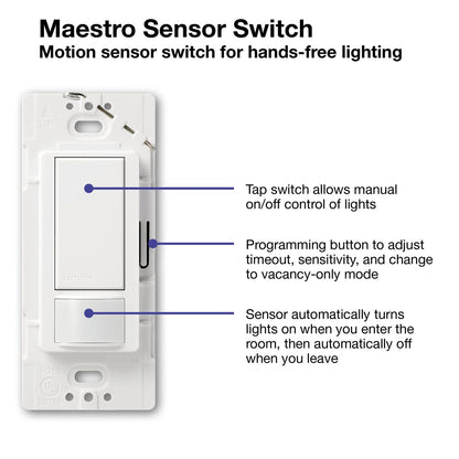 LUTRON-MS-OPS5M-WHLutron Maestro MS-OPS5M Motion Sensor Switch 5A Light/3A Fan
