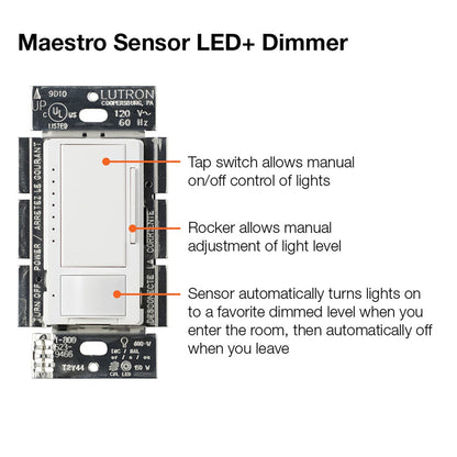 LUTRON-MSCL-OP153M-WHLutron MSCL-OP153M Maestro LED+ Motion Sensor Dimmer Switch 150W LED