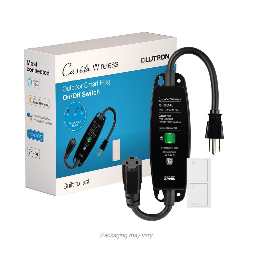 LUTRON-P-PKG1OUT-BL-RLutron P-PKG1OUT-BL-R Caseta Weatherproof Outdoor Smart Plug with Pico Remote
