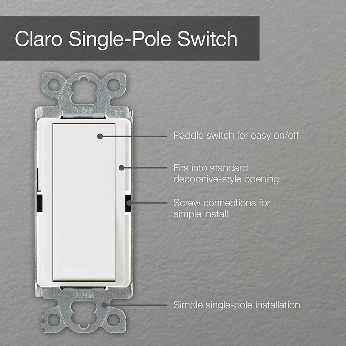 LUTRON-SC-1PS-SWLutron SC-1PS-SW Claro Single-Pole Rocker Switch, Snow