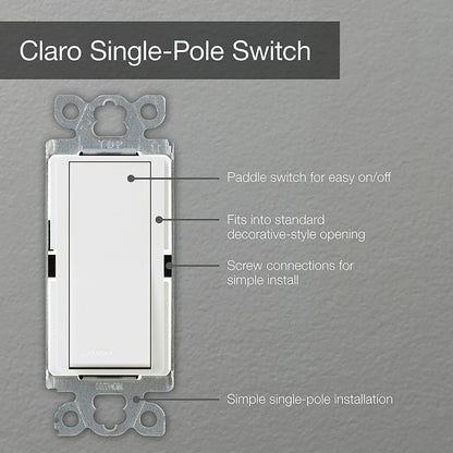 LUTRON-SC-1PS-SWLutron SC-1PS-SW Claro Single-Pole Rocker Switch, Snow