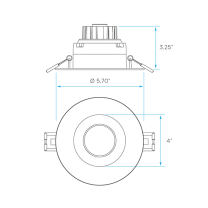 LUXRITE-LR23269Luxrite LR23269 4" 12W LED Regress Spotlight Gimbal Round Selectable CCT