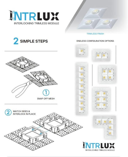 LUXRITE - LR25485Luxrite LR25485 3" 15W LED Square Trimless Interlocking Downlight