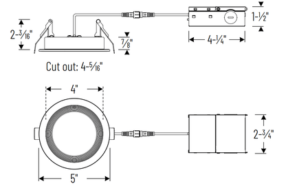 NORA - NFRC - R4W2TWNora NFRC - R4 12W 4" Fire Rated Baffled LED Downlight Selectable CCT