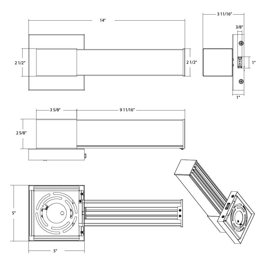 RAB - ALR - SBNRAB ALR - SBN 16W 14" Vertical Wall Sconce Selectable CCT Brushed Nickel