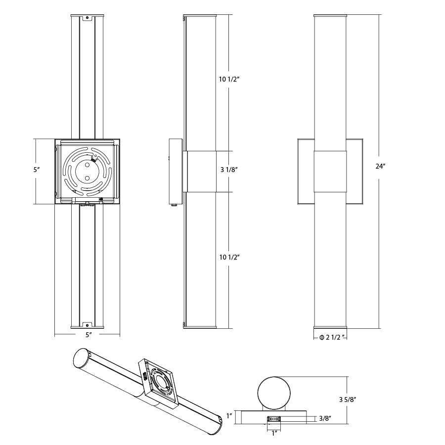 RAB - ALR24 - RBNRAB ALR24 - RBN 24W 24" Wall Sconce Selectable CCT Brushed Nickel