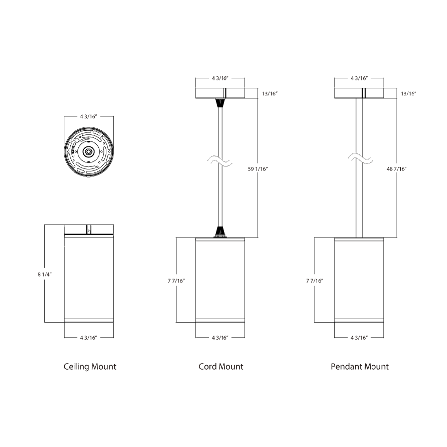 RAB - CD34 - 4SPZRAB CD34 - 4SP 20W 4" Cylinder Surface/Pendant Mount Selectable Wattage/CCT