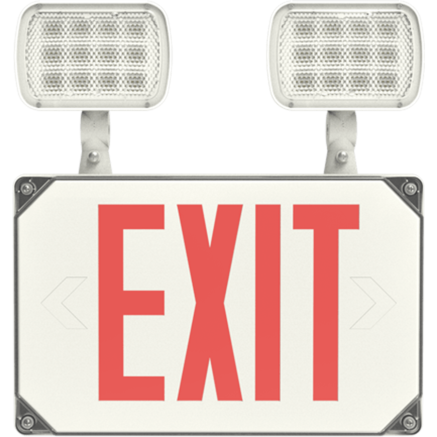 RAB-ECOMBOOUTRAB ECOMBOOUT LED Wet Location Exit Sign Combo Red with Battery Backup