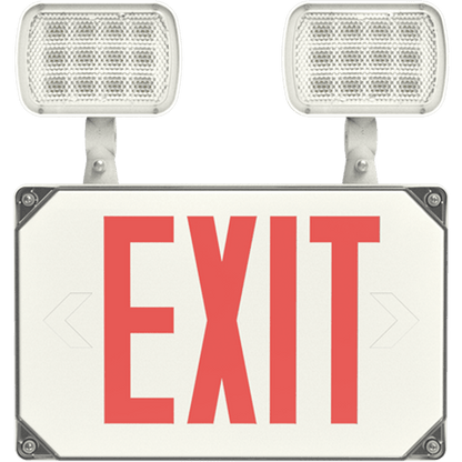 RAB-ECOMBOOUTRAB ECOMBOOUT LED Wet Location Exit Sign Combo Red with Battery Backup