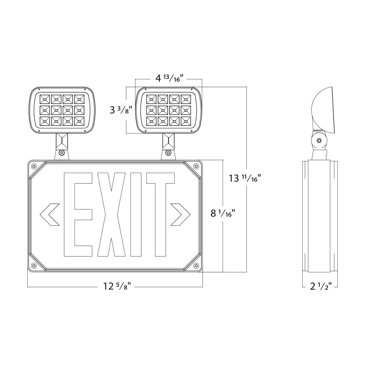RAB-ECOMBOOUTRAB ECOMBOOUT LED Wet Location Exit Sign Combo Red with Battery Backup