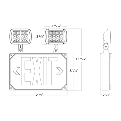 RAB-ECOMBOOUTRAB ECOMBOOUT LED Wet Location Exit Sign Combo Red with Battery Backup