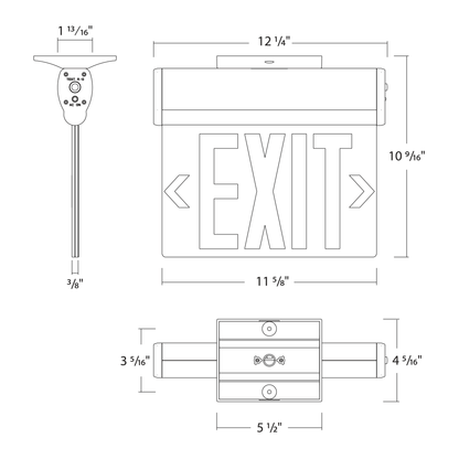 RAB-ELS-MPRAB ELS Edge-Lit LED Exit Sign Red/Green White Housing with Battery Backup