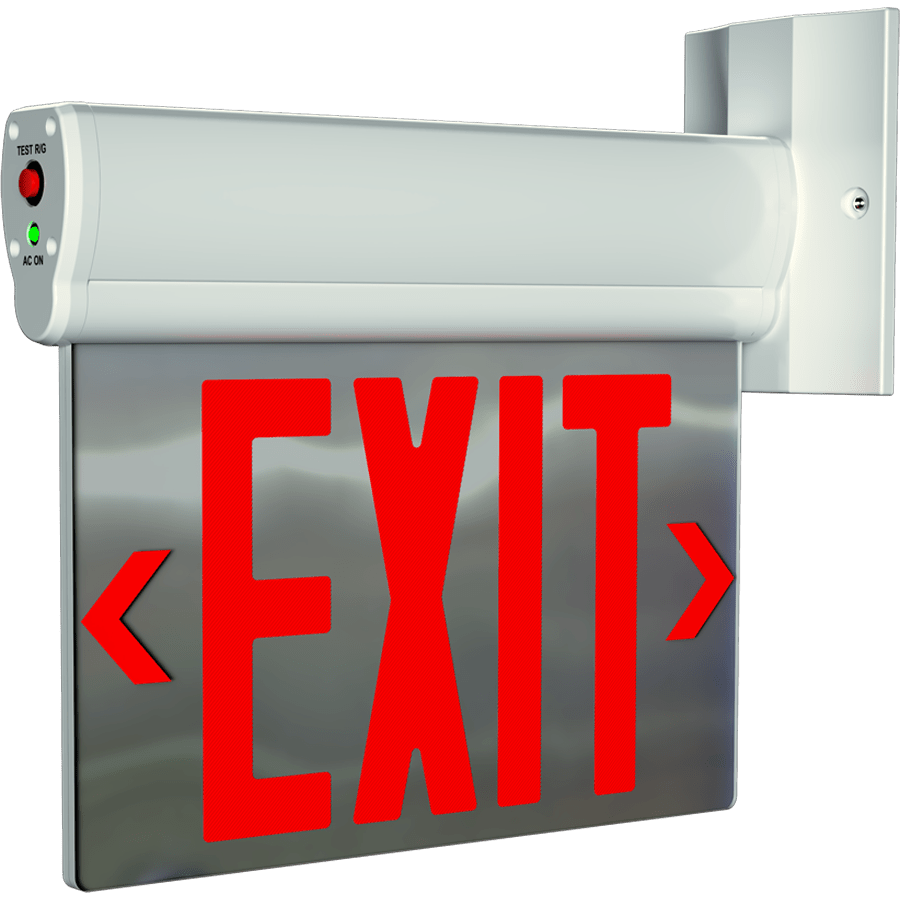 RAB-ELS-MPRAB ELS Edge-Lit LED Exit Sign Red/Green White Housing with Battery Backup
