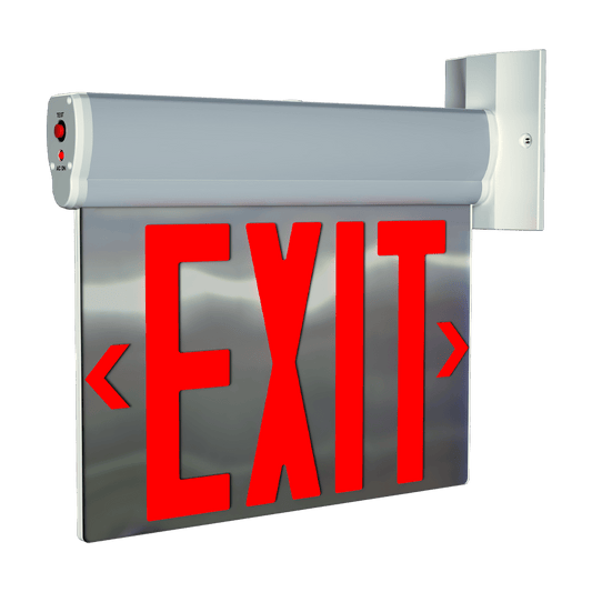 RAB-ELSNYC-MPRAB ELSNYC Edge-Lit LED Exit Sign Red NYC Compliant Aluminum with Battery Backup