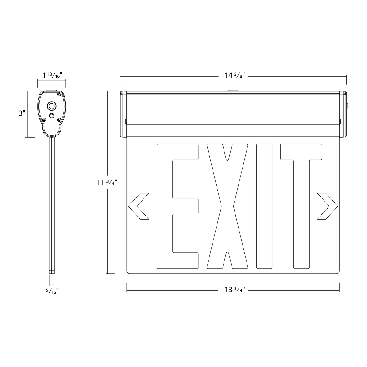 RAB-ELSNYC-MPRAB ELSNYC Edge-Lit LED Exit Sign Red NYC Compliant Aluminum with Battery Backup
