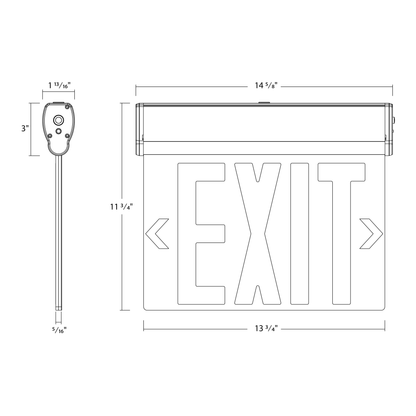 RAB-ELSNYC-MPRAB ELSNYC Edge-Lit LED Exit Sign Red NYC Compliant Aluminum with Battery Backup