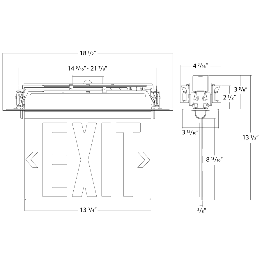 RAB-ELXNYCRAB ELXNYC Edge-Lit LED Exit Sign Red NYC Compliant Recessed or Surface Mount
