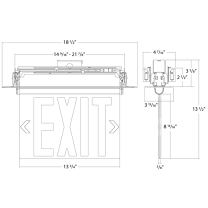 RAB-ELXNYCRAB ELXNYC Edge-Lit LED Exit Sign Red NYC Compliant Recessed or Surface Mount