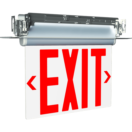 RAB-ELXNYCRAB ELXNYC Edge-Lit LED Exit Sign Red NYC Compliant Recessed or Surface Mount