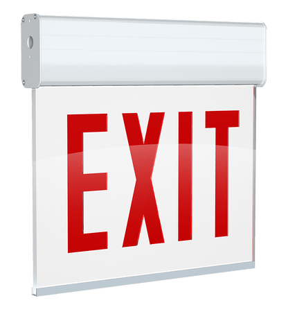 RAB-EXITEDGE-WPW/ERAB EXITEDGE Aluminum Edge-Lit LED Exit Sign with Battery Backup