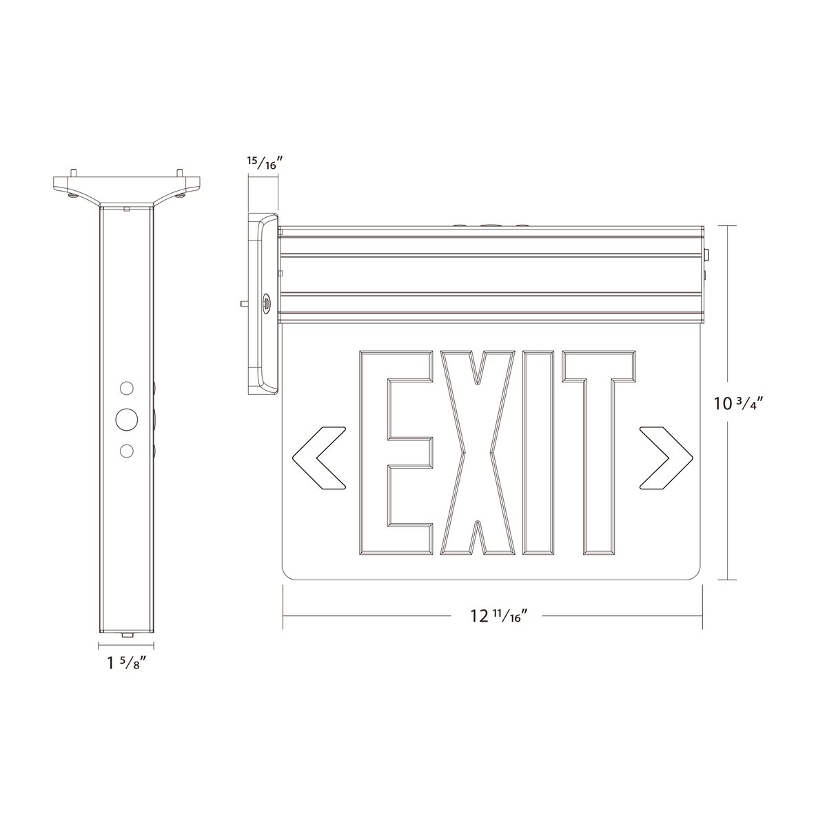 RAB-EXITEDGE-WPW/ERAB EXITEDGE Aluminum Edge-Lit LED Exit Sign with Battery Backup