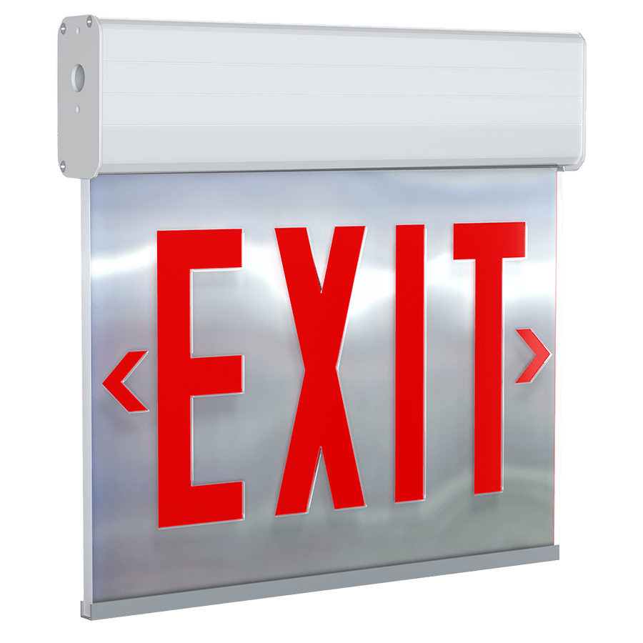 RAB-EXITEDGE-MPW/ERAB EXITEDGE Aluminum Edge-Lit LED Exit Sign with Battery Backup
