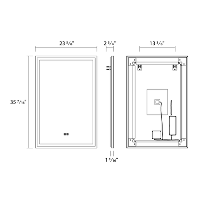 RAB-LM2436RAB LM2436 47W Defogging Lighted Mirror 24" X 36"