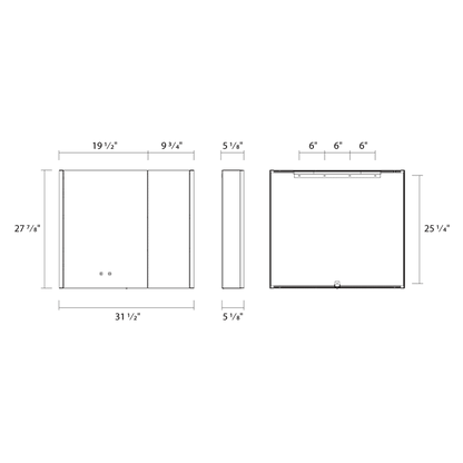 RAB-LMCB3228RAB LMCB3228 22W Defogging Lighted Mirror Cabinet 32" X 28"