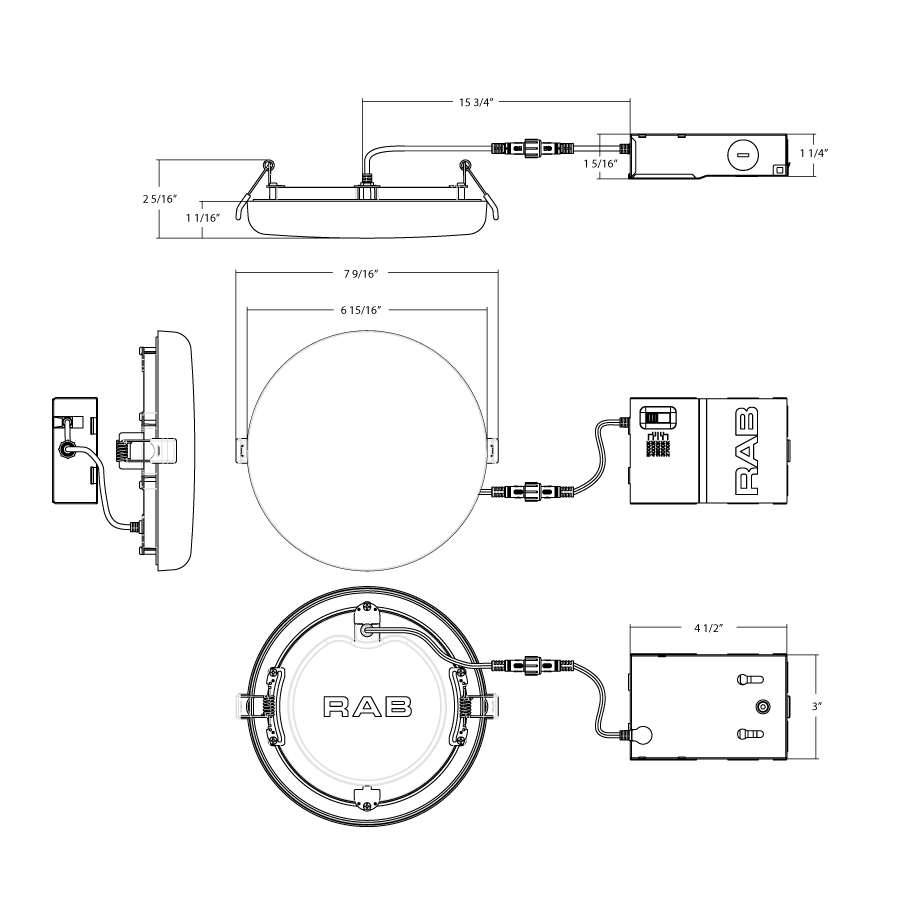 RAB - ORB6RAB ORB6 6" 13W Recessed Frameless Surface Mount