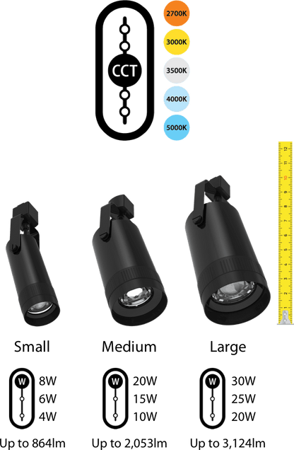 RAB-TK22MBRAB TK22M TRACK22 20W Medium Track Light Selectable CCT + Beam Adjustable