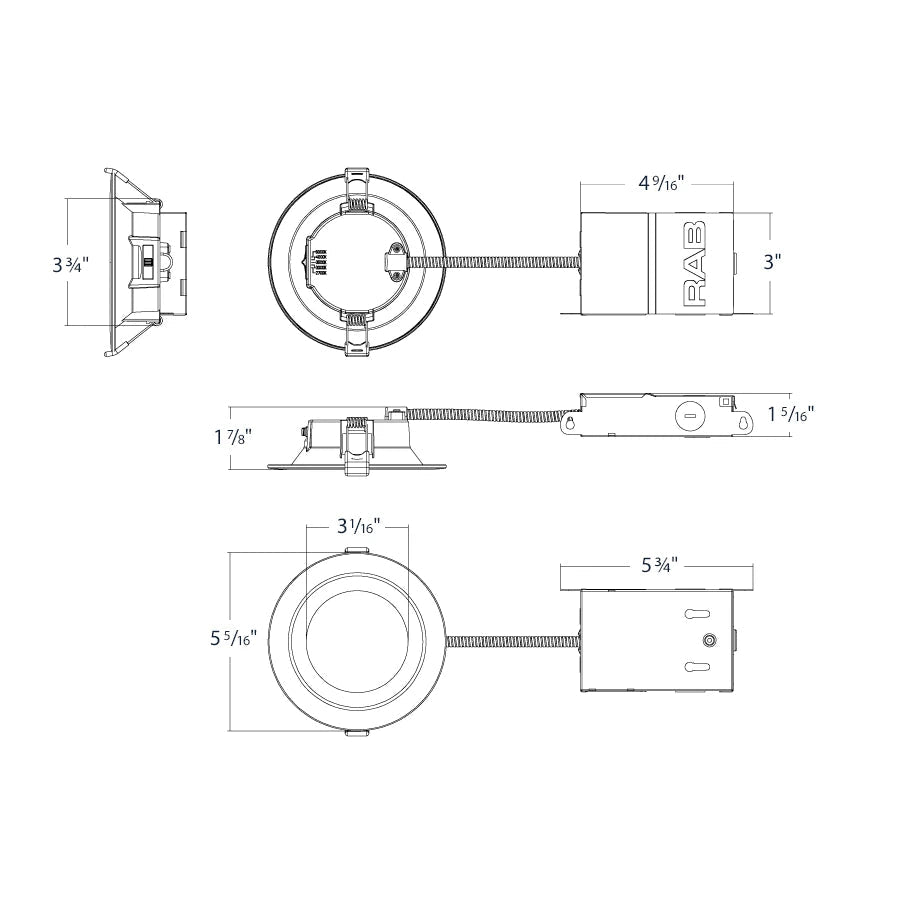 RAB-WFD34-4B/BPRAB WFD34 - 4/BP 7W LED 4" Recessed Wafer Contractor 12 Pack