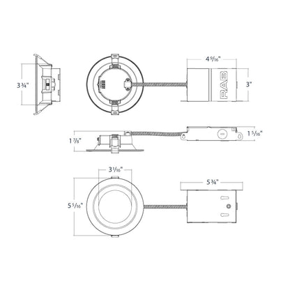 RAB-WFD34-4B/BPRAB WFD34 - 4/BP 7W LED 4" Recessed Wafer Contractor 12 Pack