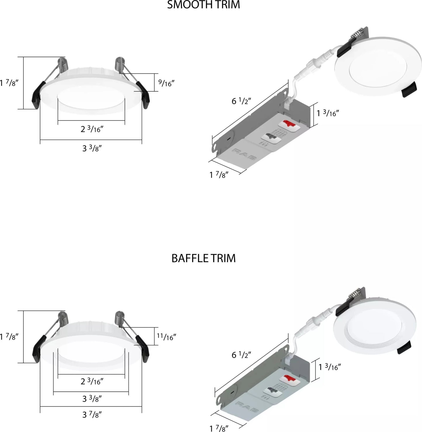 RAB-WFRX-2BRAB WFRX - 2 2" 10W LED Edge - Lit Wafer Selectable CCT/Wattage