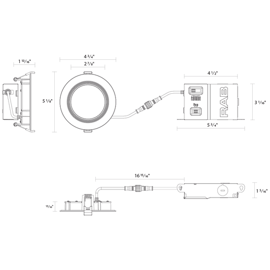 RAB-WFRX-4RB/NLRAB WFRX - 4RB/NL 4" 10W LED Wafer W/ Night Light Selectable CCT/Wattage + DTW