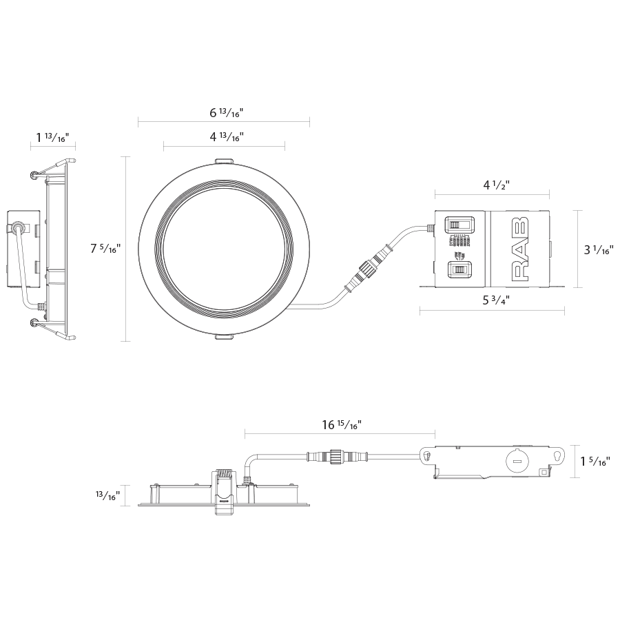 RAB-WFRX-6RB/NLRAB WFRX - 6RB/NL 6" 13W LED Wafer W/ Night Light Selectable CCT/Wattage + DTW