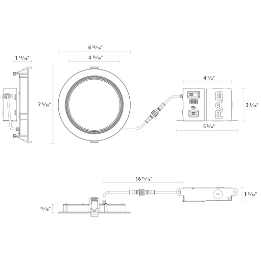 RAB-WFRX-6RB/NLRAB WFRX - 6RB/NL 6" 13W LED Wafer W/ Night Light Selectable CCT/Wattage + DTW