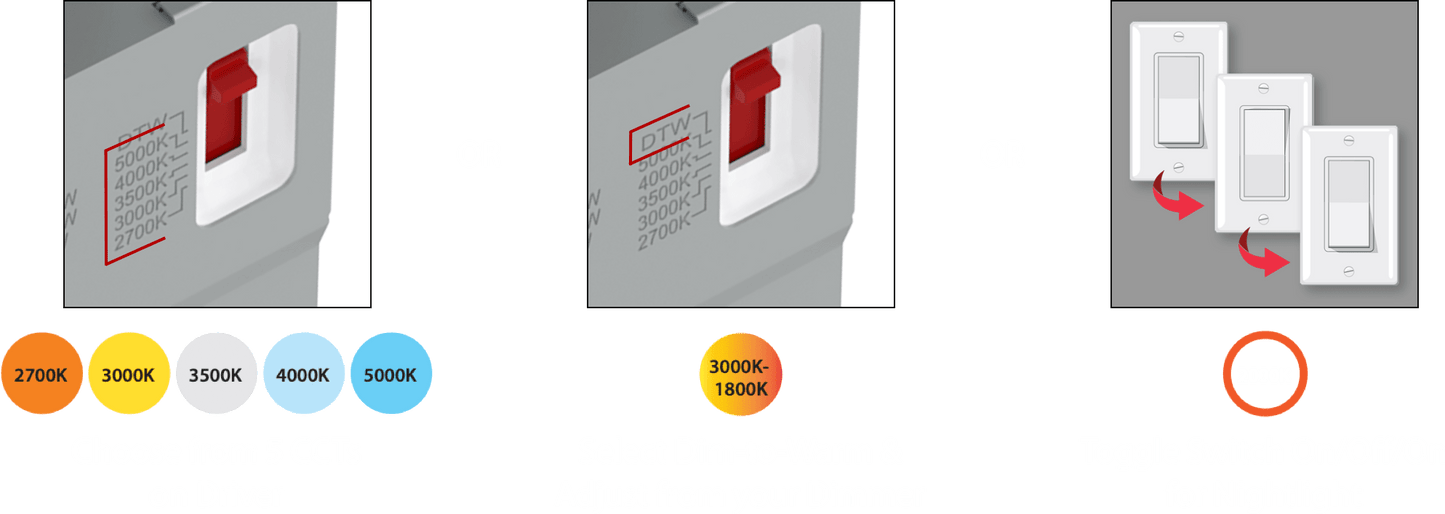 RAB-WFRX-6R/NLRAB WFRX - 6R/NL 6" 13W LED Wafer W/ Night Light Selectable CCT/Wattage + DTW