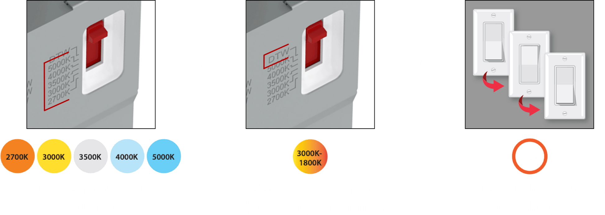 RAB-WFRX-6R/NLRAB WFRX - 6R/NL 6" 13W LED Wafer W/ Night Light Selectable CCT/Wattage + DTW