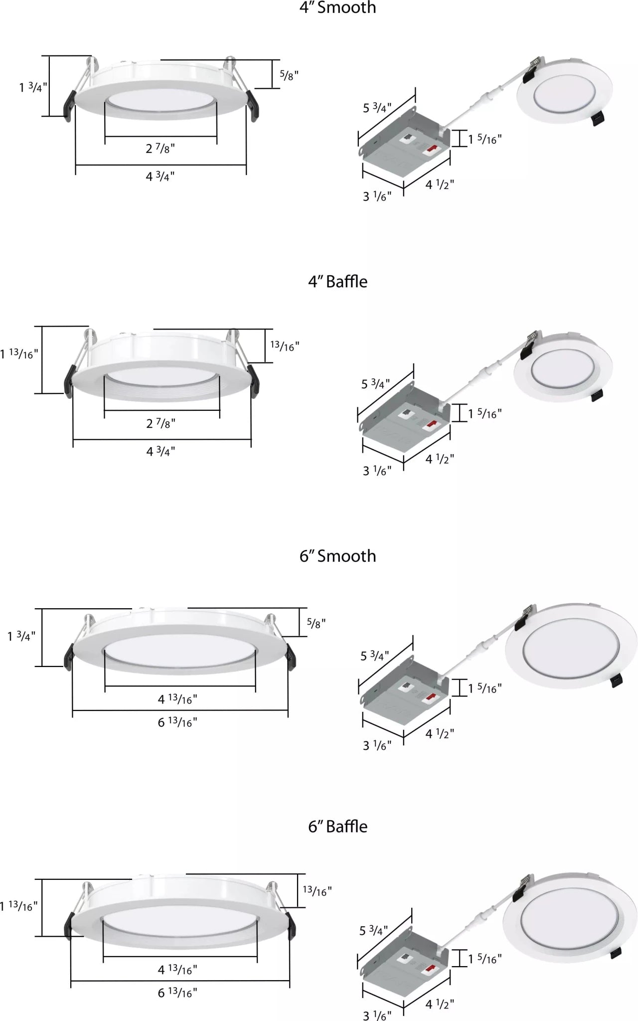 RAB-WFRX-6R/NLRAB WFRX - 6R/NL 6" 13W LED Wafer W/ Night Light Selectable CCT/Wattage + DTW