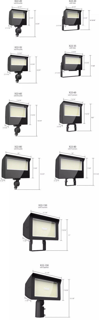 RAB - X22 - 80WRAB X22 - 80 80W LED Flood Light Selectable Wattage Color & Beam Angle
