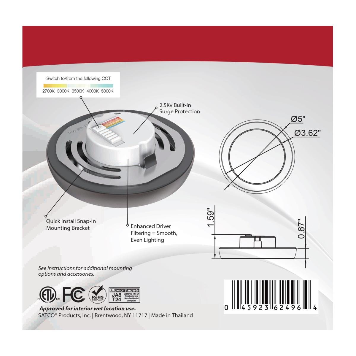SATCO - 62 - 1702Satco 62 - 1702 9W LED Bronze Round Surface Mount Selectable CCT
