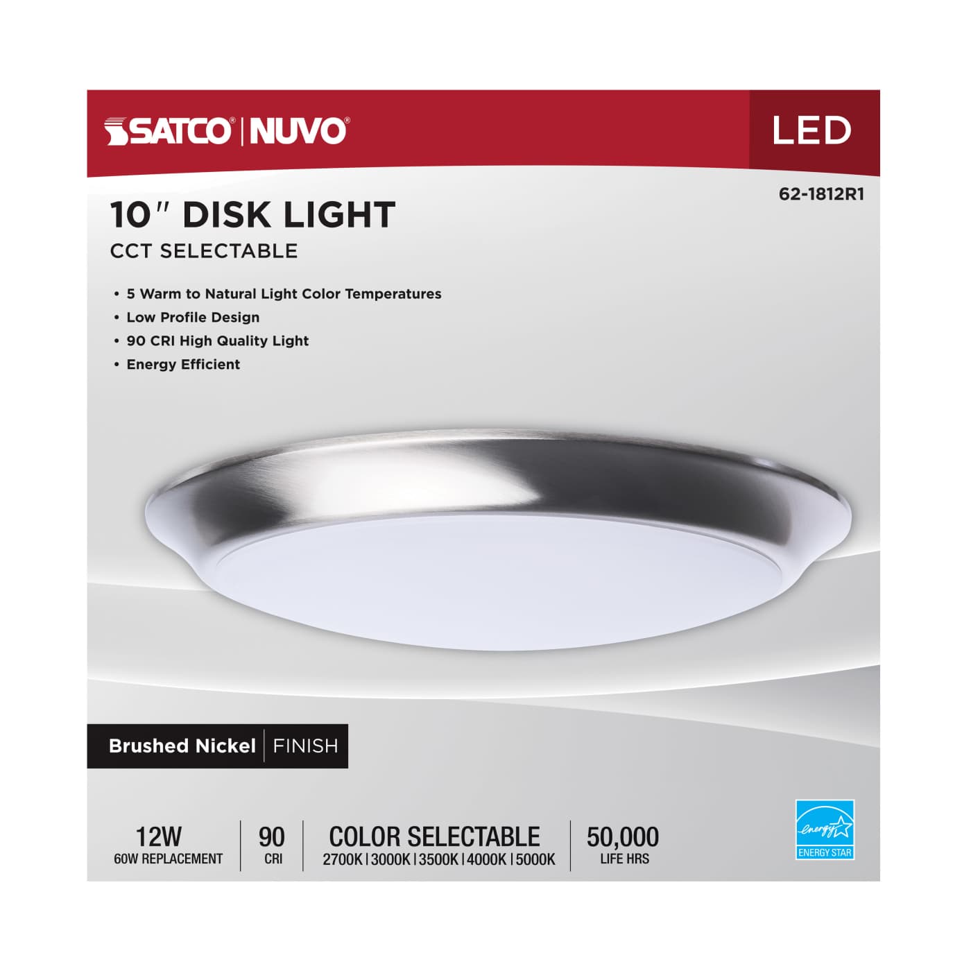 SATCO-62-1812R1SATCO 62 - 1812R1 12W 10" LED Disk Light Flush Selectable CCT