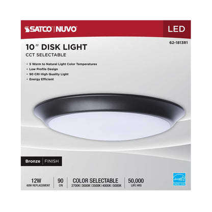 SATCO-62-1813R1SATCO 62 - 1813R1 12W 10" LED Disk Light Flush Selectable CCT