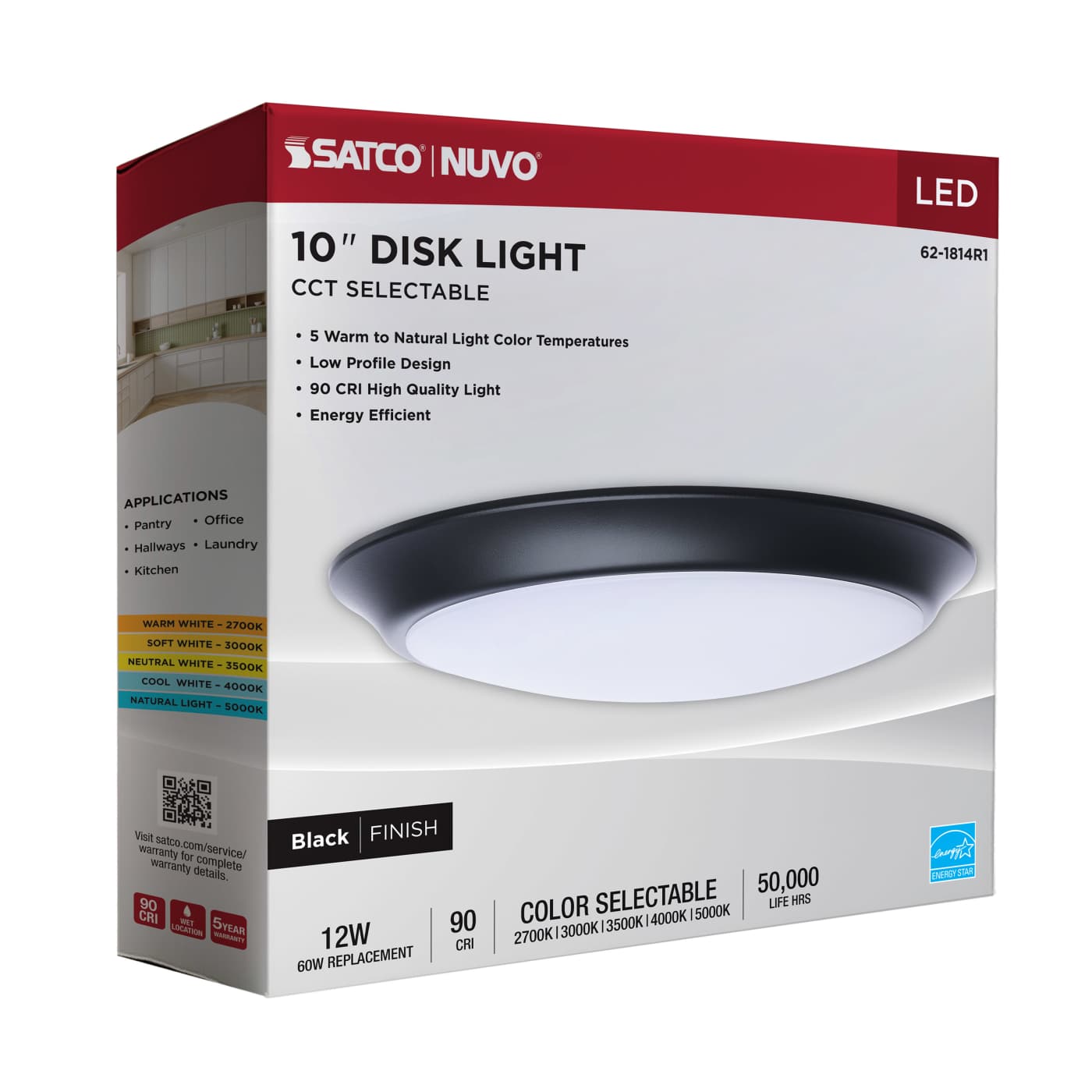 SATCO-62-1814R1SATCO 62 - 1814R1 12W 10" LED Disk Light Flush Selectable CCT