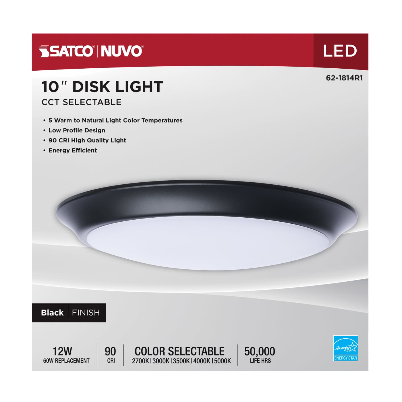SATCO-62-1814R1SATCO 62 - 1814R1 12W 10" LED Disk Light Flush Selectable CCT