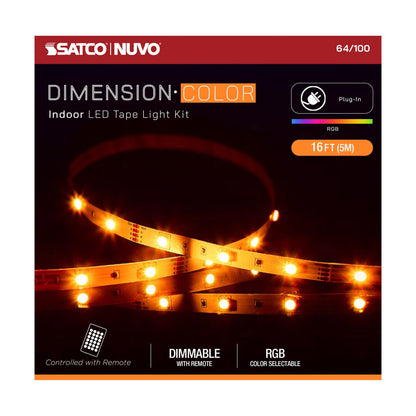 SATCO-64-100Satco 64 - 100 Dimension 16FT 1W/FT RGB Tape Light Kit