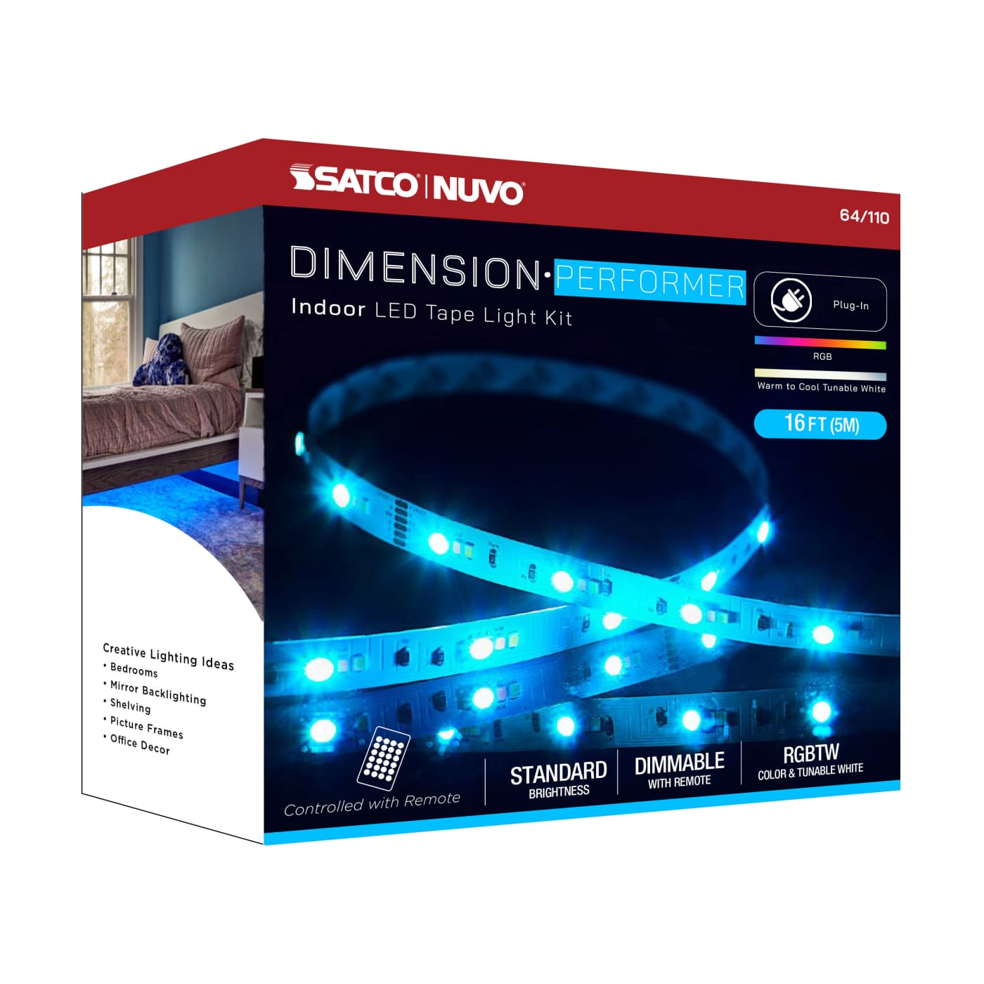 SATCO-64-110Satco 64 - 110 Dimension 16FT 1W/FT RGBTW Tape Light Kit